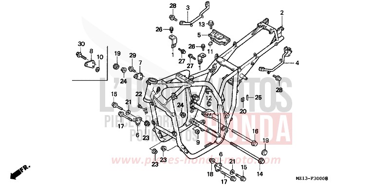 FRAME BODY for CB1000F "Big One" BLACK (NH1E) from 1994